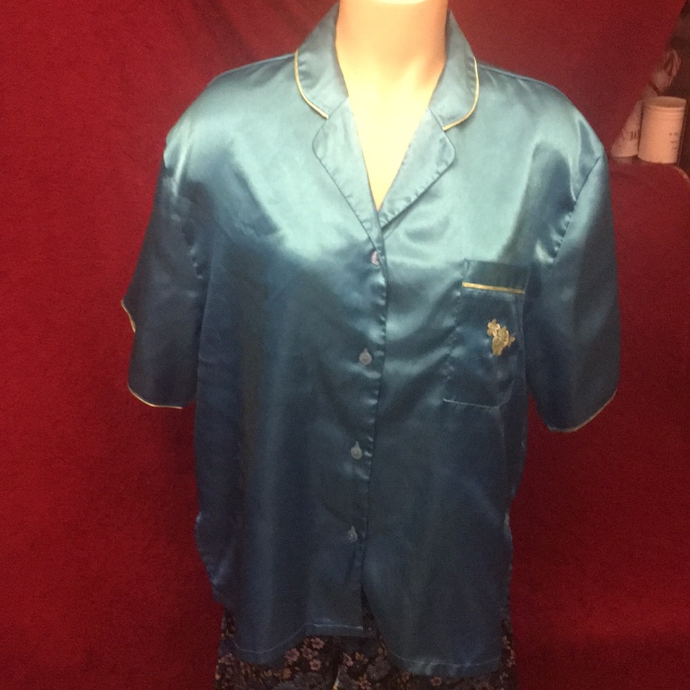 Silky Pajama Set L- top M-Long Pants